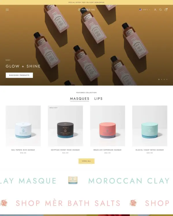 Prestige Shopify theme – Vogue preset