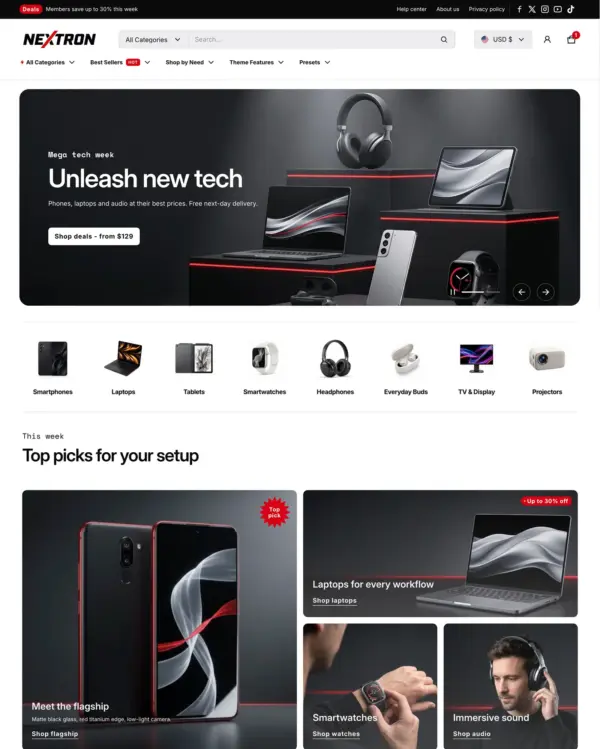 Electro Shopify theme – Nextron preset